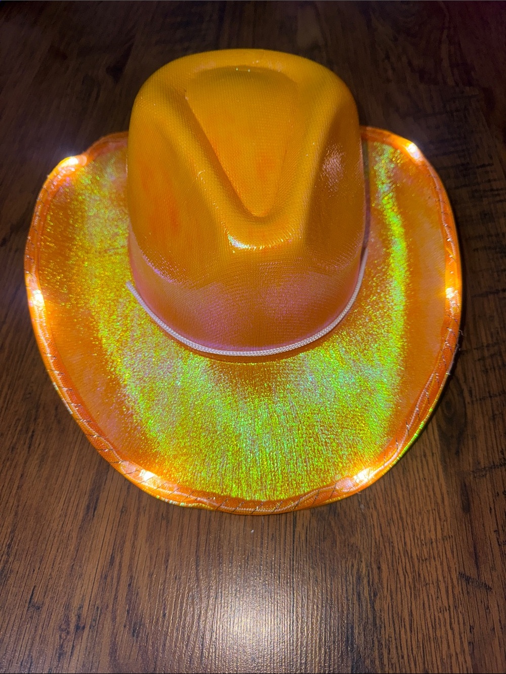 Orange Lightup Piping Cowgirl Hat